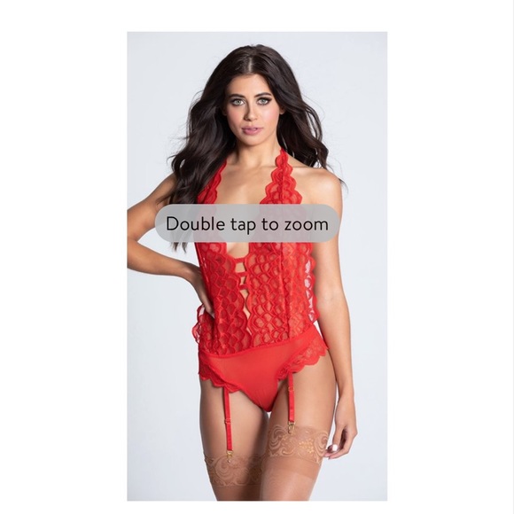 Seven Til Midnight Sexy Seductive Intricate Galloon Lace Teddy. One Size Red NWT - Picture 3 of 3